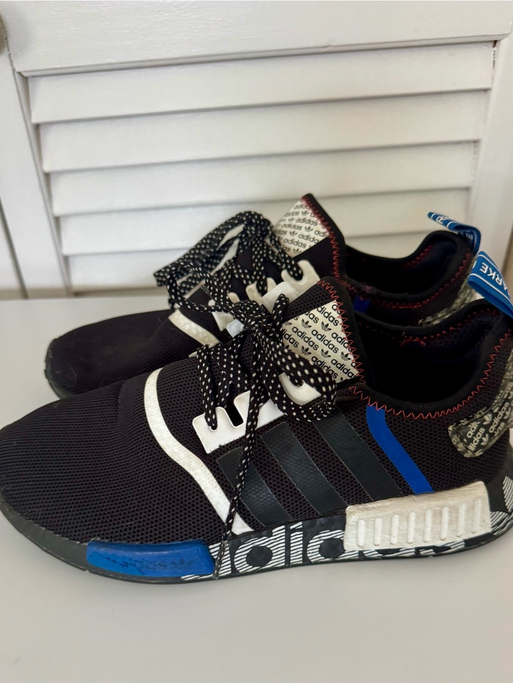 adidas Black & Blue Men's Athletic Sneakers with Graphic Midsole